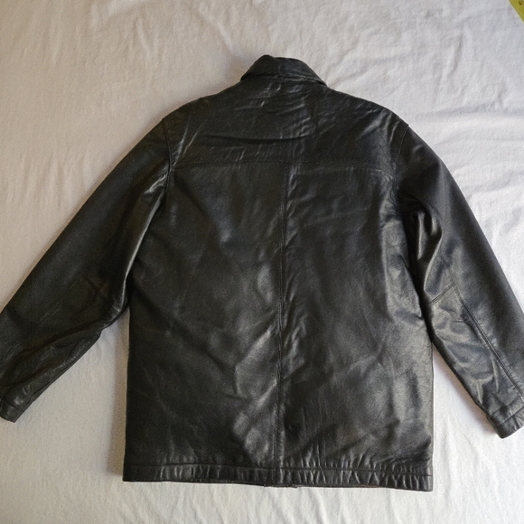 Perry Ellis Portfolio Black Insulated Leather Jacket Removeable Down Liner - Picture 14 of 16